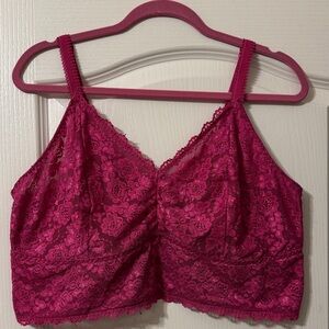 Torrid 3X Unlined Lace Bralette in Vibrant Pink